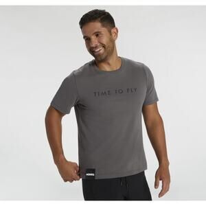 HOKA One One Gray Time To Fly Short Sleeve Relaxed Tee T-Shirt Men's size Large